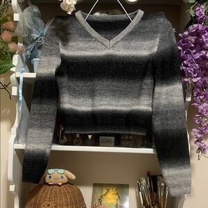 Elegant V-Neck Sweater - Black and Gray